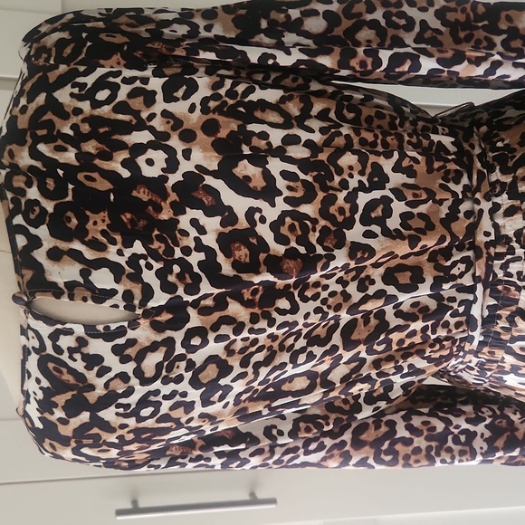 Talbots Cheetah Print Long Sleeve Dress Size 8 - Picture 4 of 7